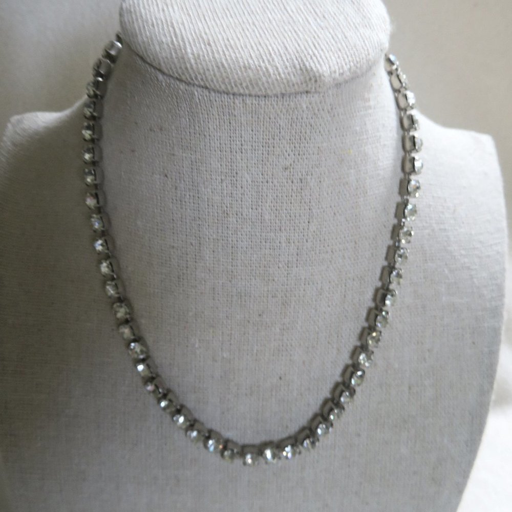 Silver Rhinestone Tennis Necklace